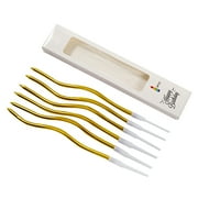 Anvazise Birthday Candles Good Visual Effect Multiple Colors Excellent Workmanship Corrosion-resistant Long-term Preservation Cake Topper Decoration Curved Birthday Cake Decoration Golden 6Pcs/Set